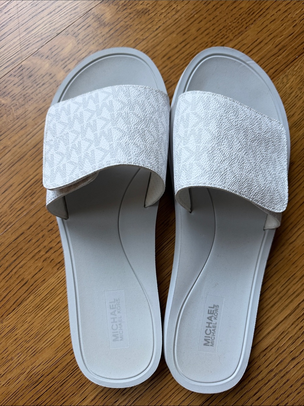 Michael Kors Off-White Logo Slide Sandals